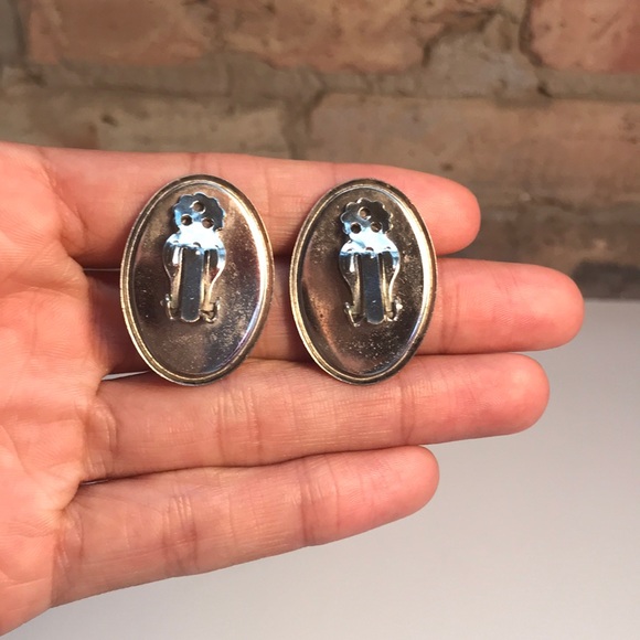 VINTAGE Peach swirl with silver earrings - Picture 3 of 3